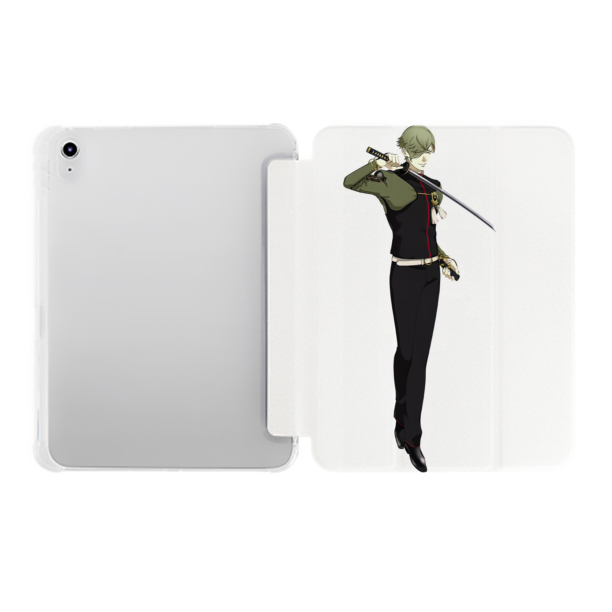 （画像用） 刀剣乱舞 Touken Ranbu IPad ケース ペン収納付き 三つ折りスタンド PUレザー×シリコン 対応機種9.5/10.5/10.9インチ